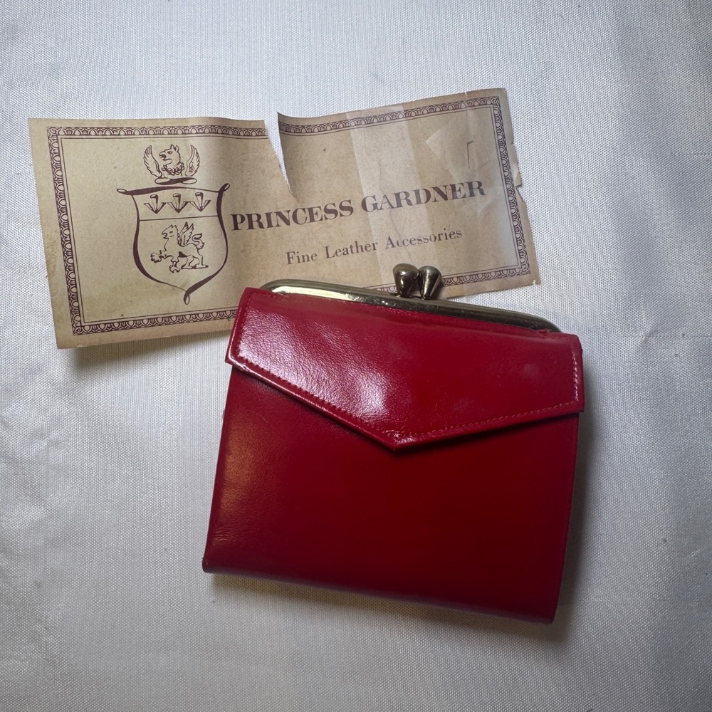Princess Gardner Red Polished Cowhide Leather Continental French Purse Wallet